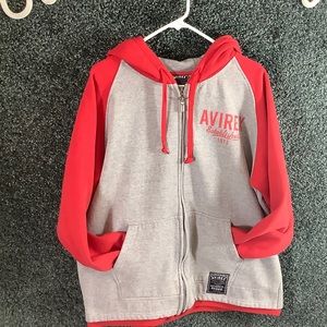 Avirex Men’s Gray & Red Zip-Up Hoodie Jacket